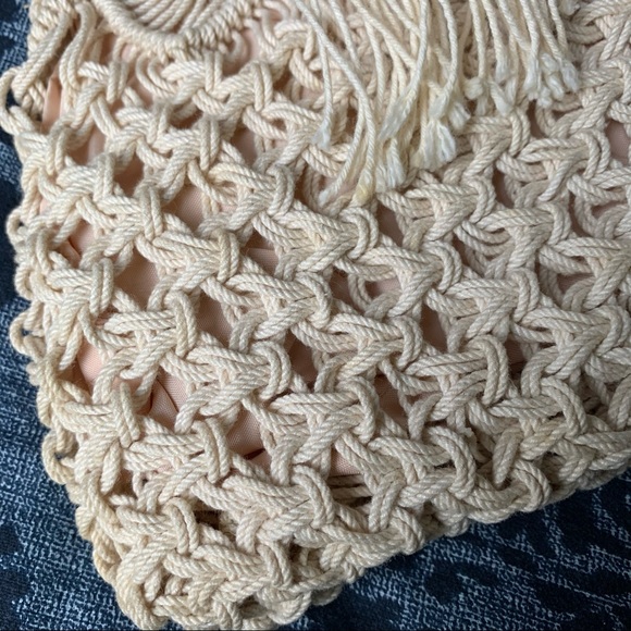 Vintage Macramé Wood Handle Purse - Picture 2 of 3